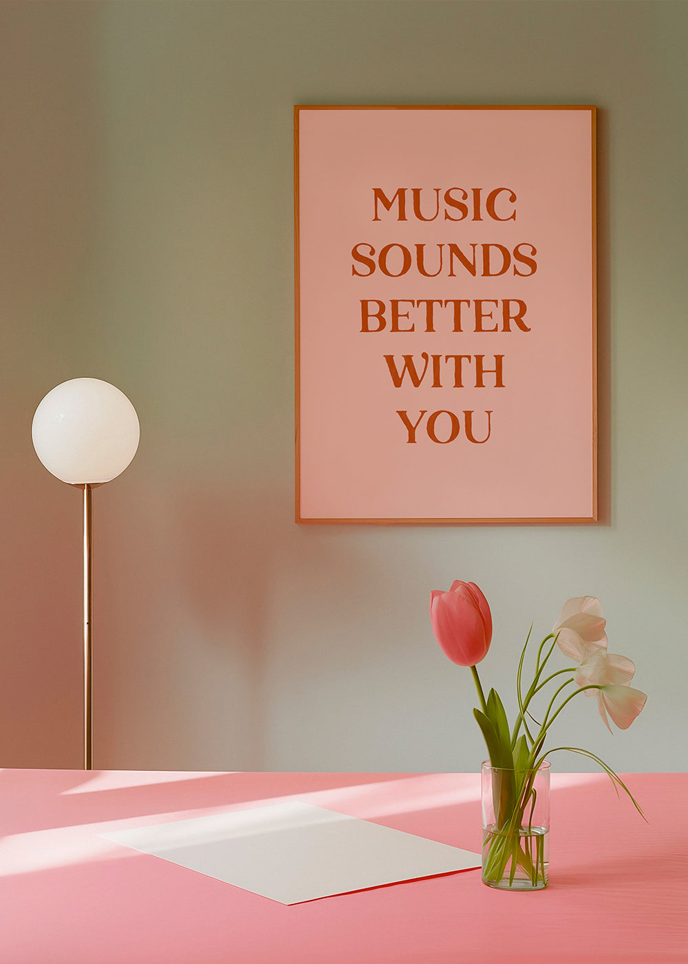 Minimalistyczny plakat z muzycznym cytatem
