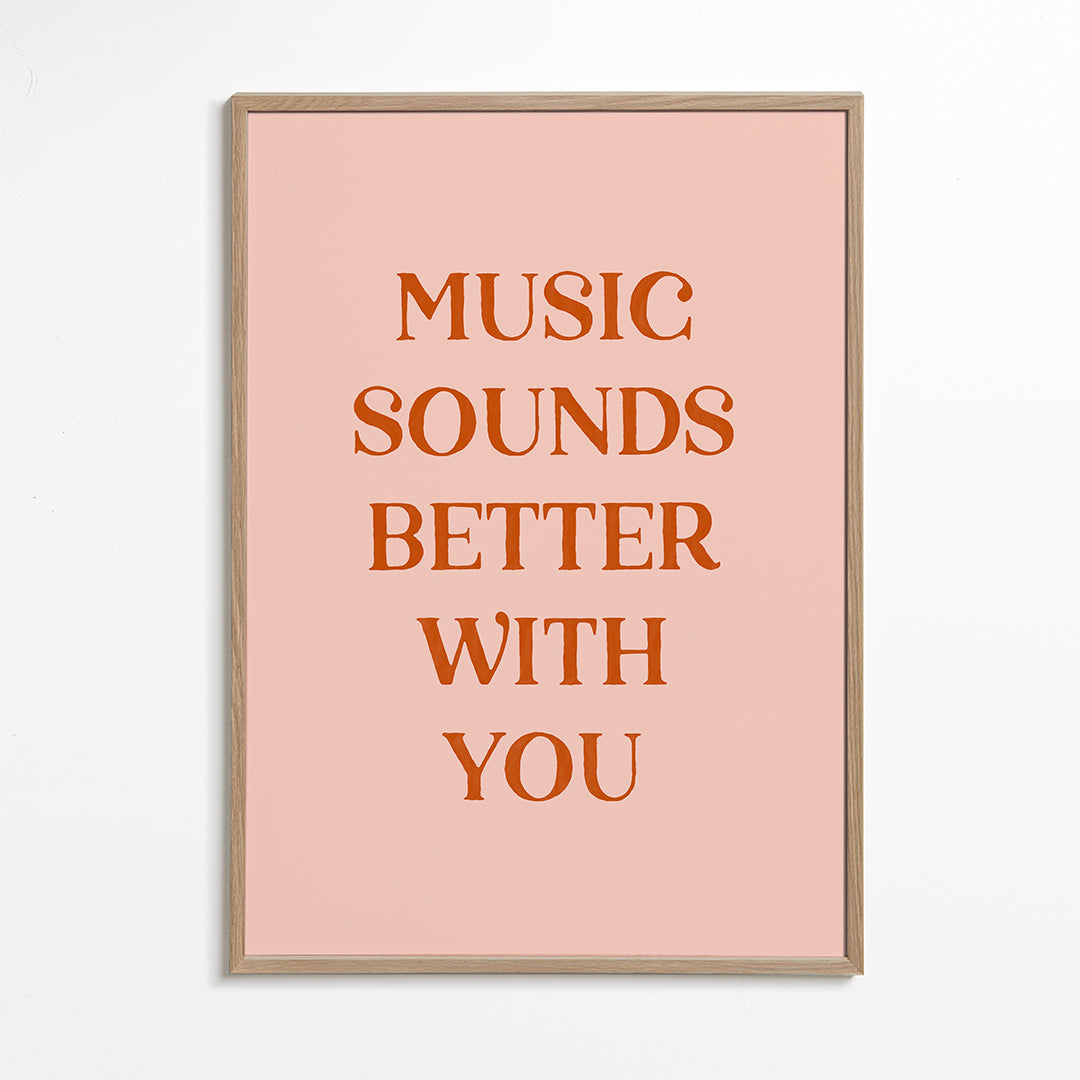 Minimalistyczny plakat z muzycznym cytatem