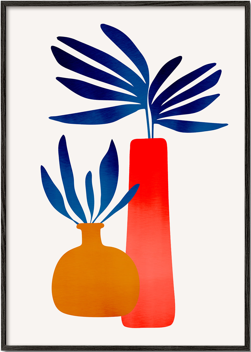 Plakat botaniczny z kolorowymi, minimalistycznymi wazonami