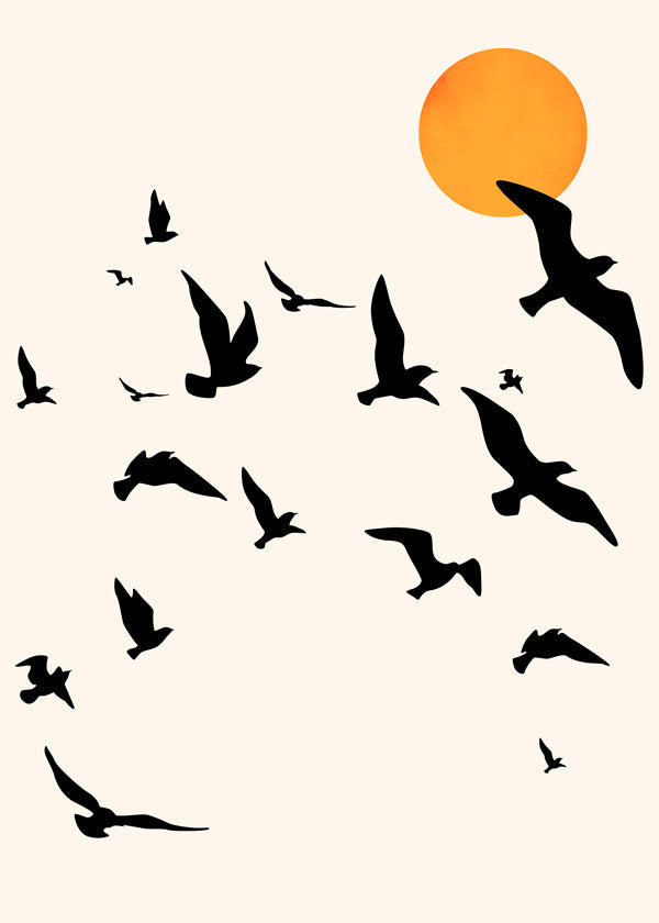 Ptaki w locie minimalistyczny plakat
