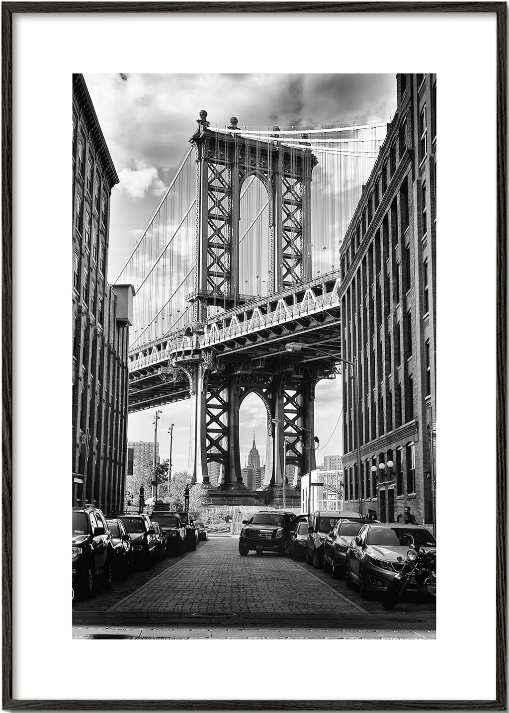 Plakat miasta Manhattan Bridge czarno-biały