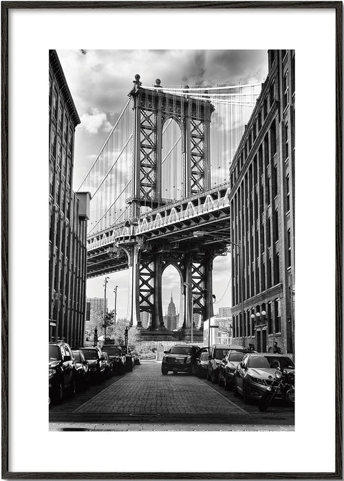Plakat miasta Manhattan Bridge czarno-biały