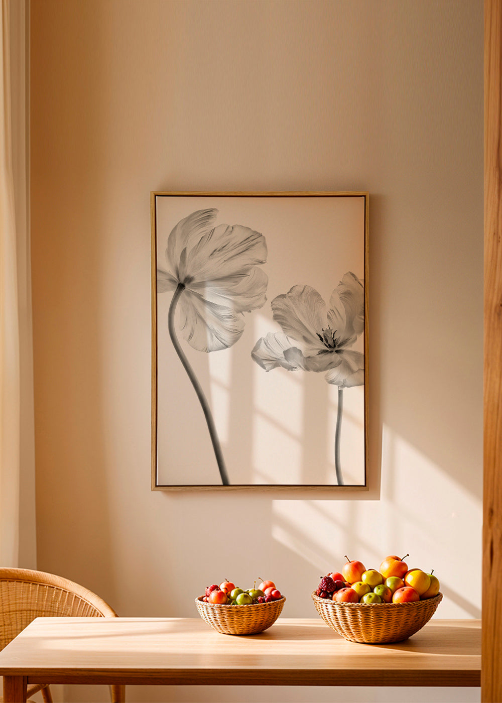 Plakat botaniczny: tulipany czarno-białe