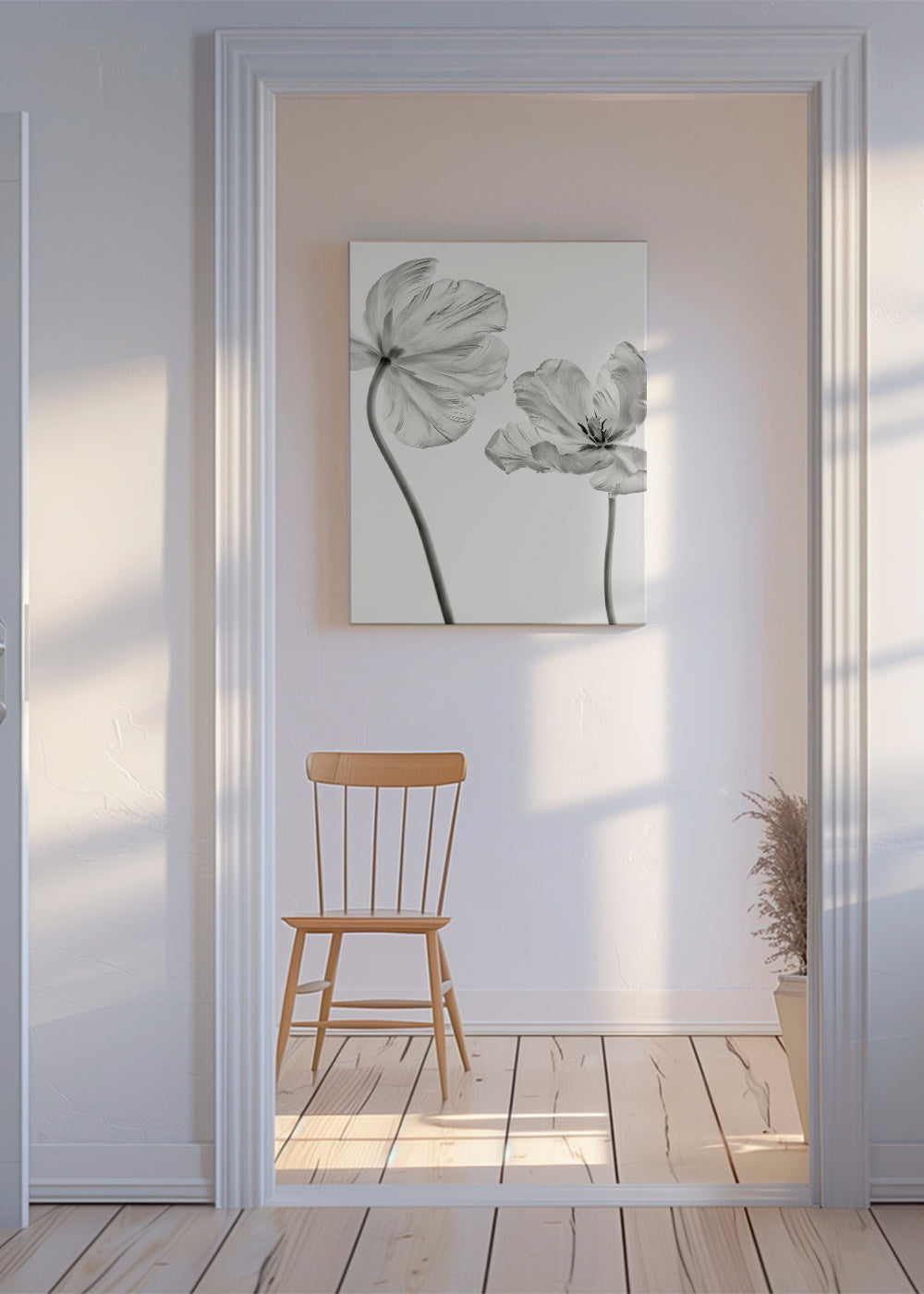 Plakat botaniczny: tulipany czarno-białe