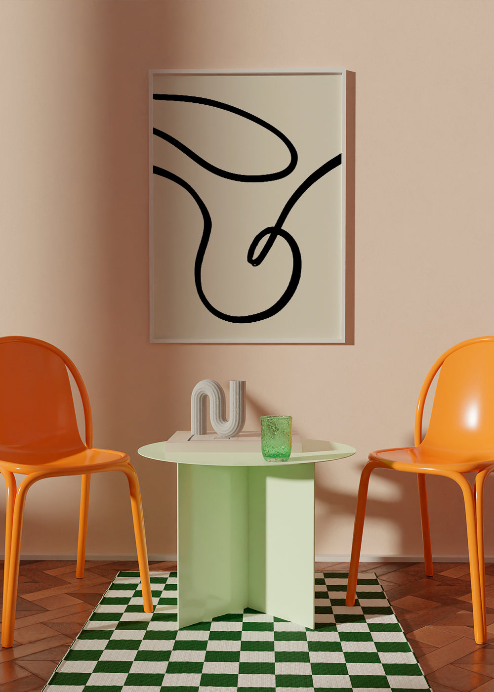 Plakat minimalistyczny czarne linie organiczne