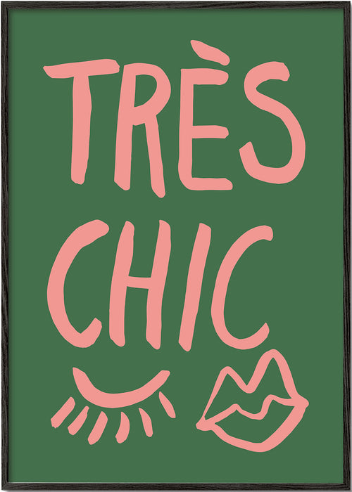 Ilustracja Très Chic róż na zielonym tle