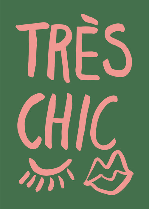 Ilustracja Très Chic róż na zielonym tle
