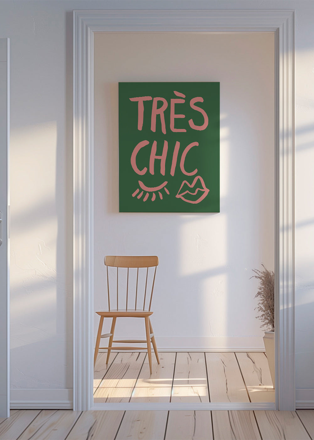 Ilustracja Très Chic róż na zielonym tle