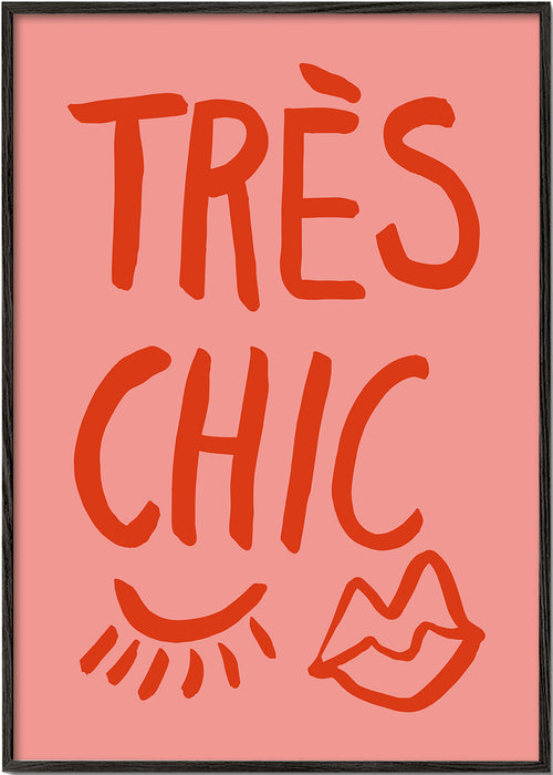 Plakat typograficzny 'Très Chic' różowy