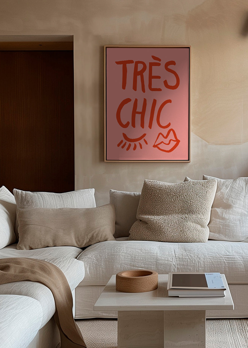 Plakat typograficzny 'Très Chic' różowy