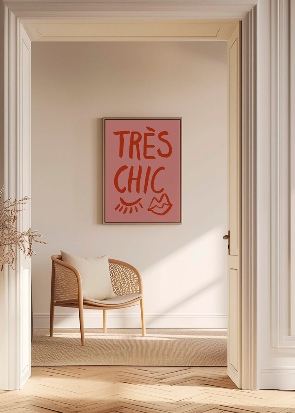Plakat typograficzny 'Très Chic' różowy