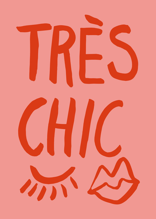 Plakat typograficzny 'Très Chic' różowy