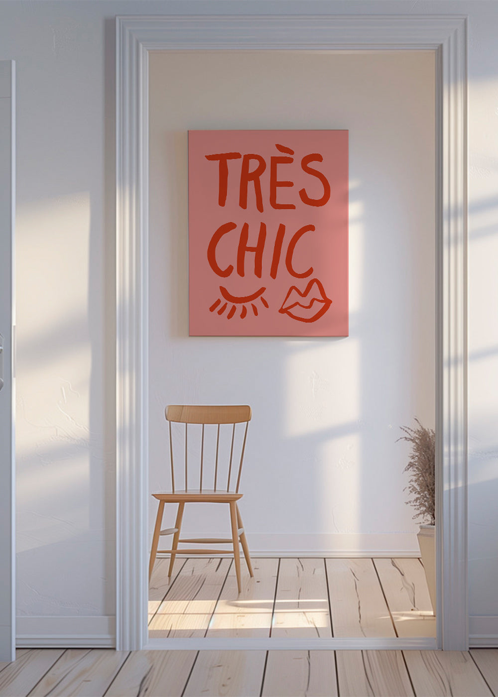 Plakat typograficzny 'Très Chic' różowy