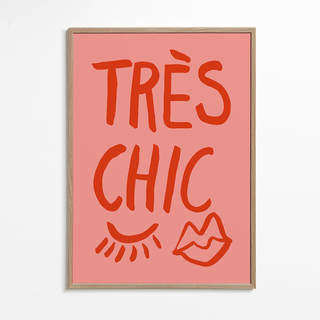 Plakat typograficzny 'Très Chic' różowy
