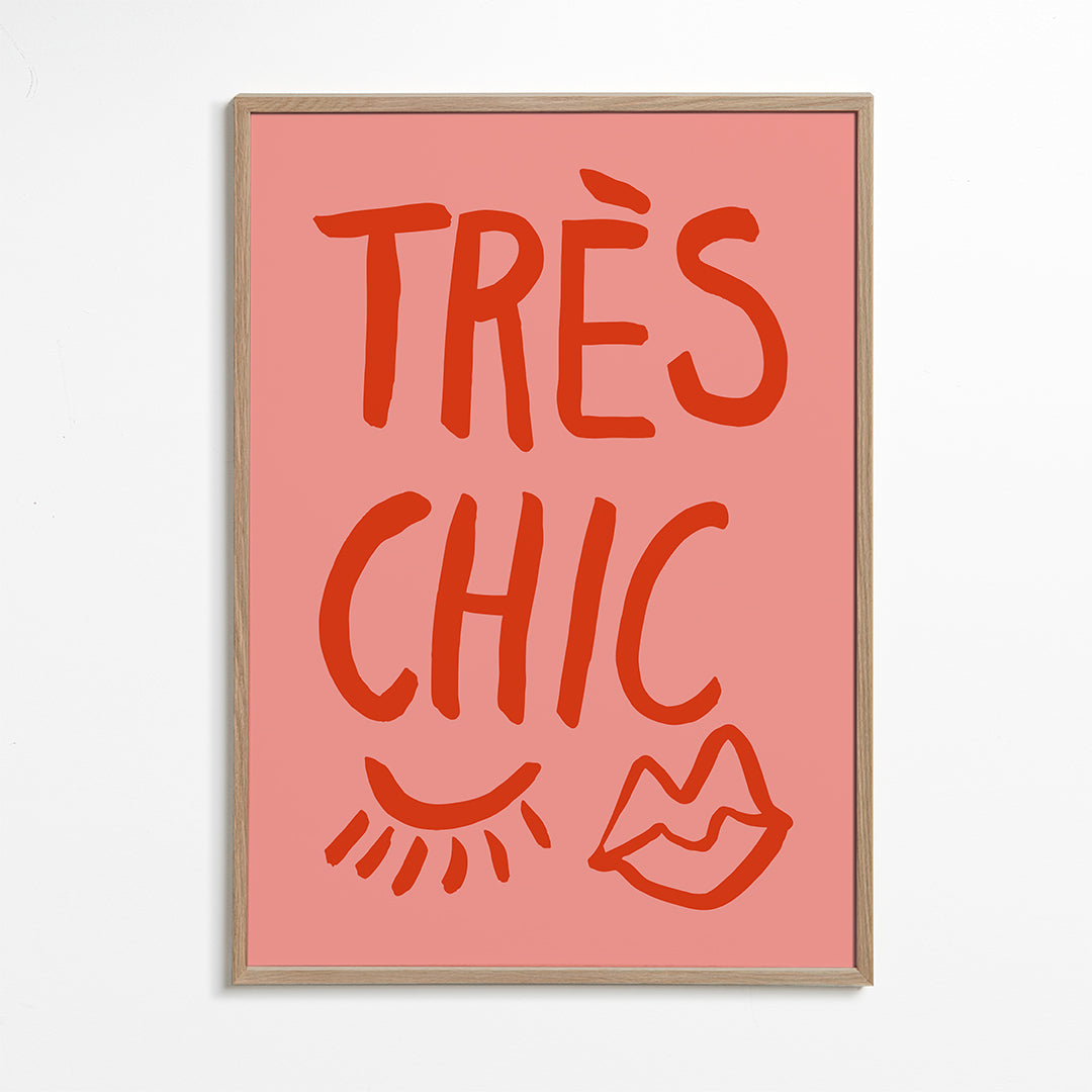Plakat typograficzny 'Très Chic' różowy