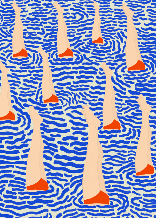 Ilustracja nóg w wzorzystej wodzie