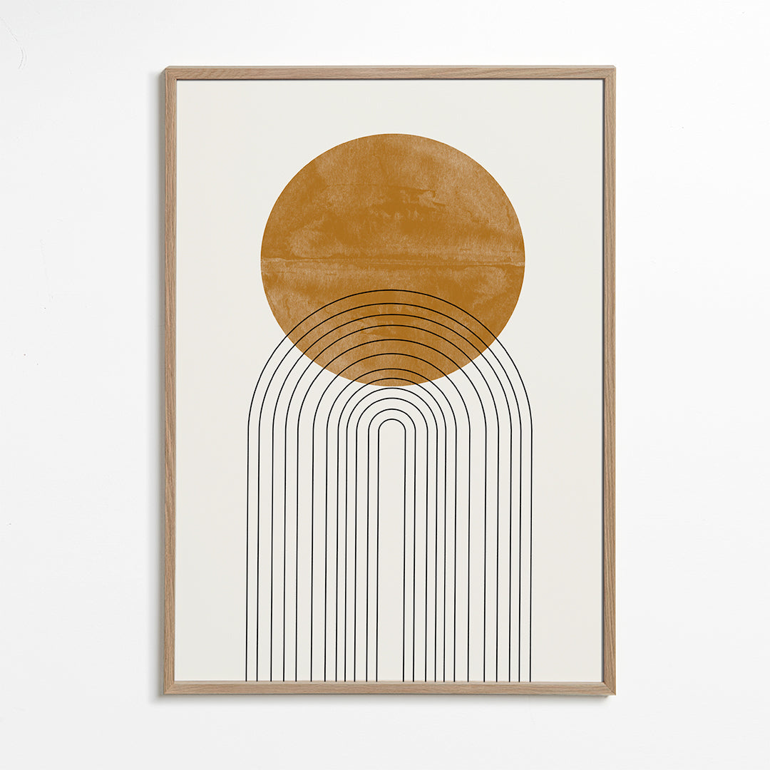 Plakat geometryczny z łukiem w odcieniu ochry