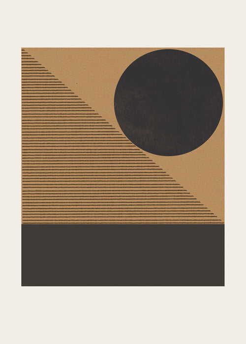 Plakat geometryczny z kołem i ukośnymi liniami