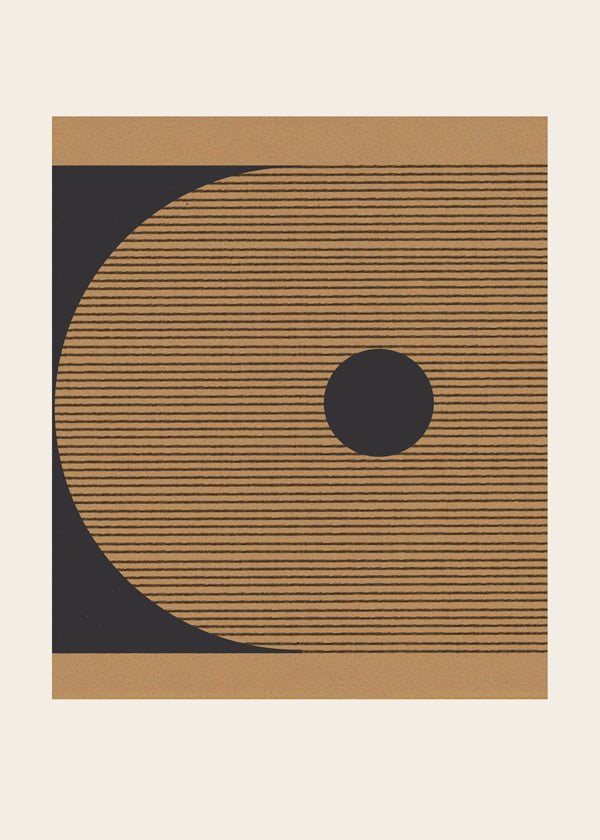 Plakat geometryczny z kołami i liniową fakturą