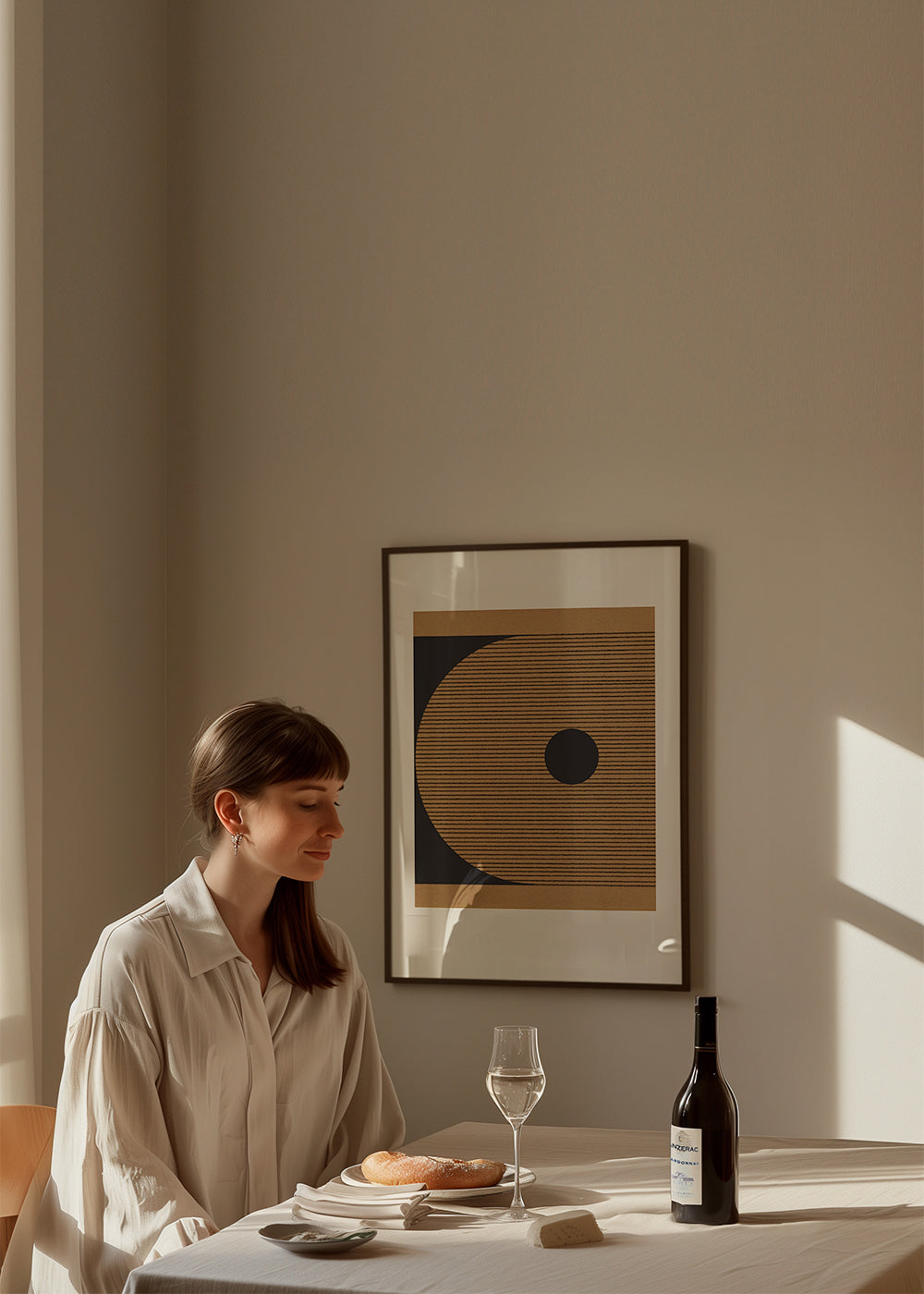 Plakat geometryczny z kołami i liniową fakturą