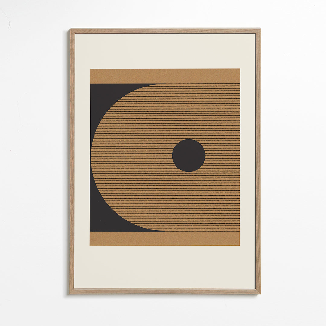 Plakat geometryczny z kołami i liniową fakturą