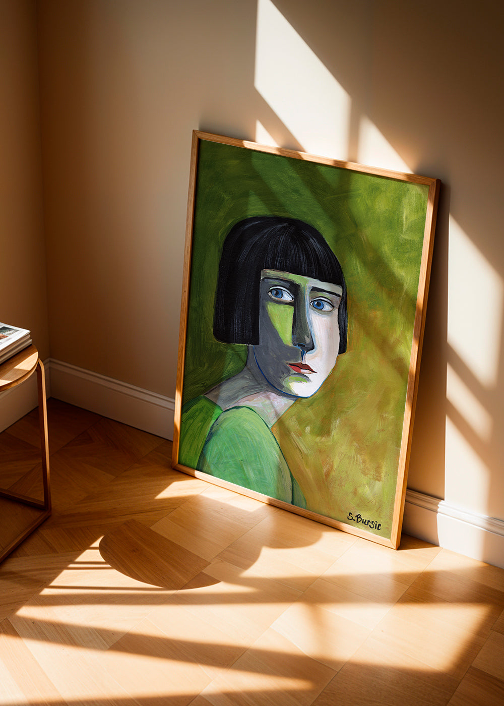 Ilustracja portret kobiety z bocznym spojrzeniem