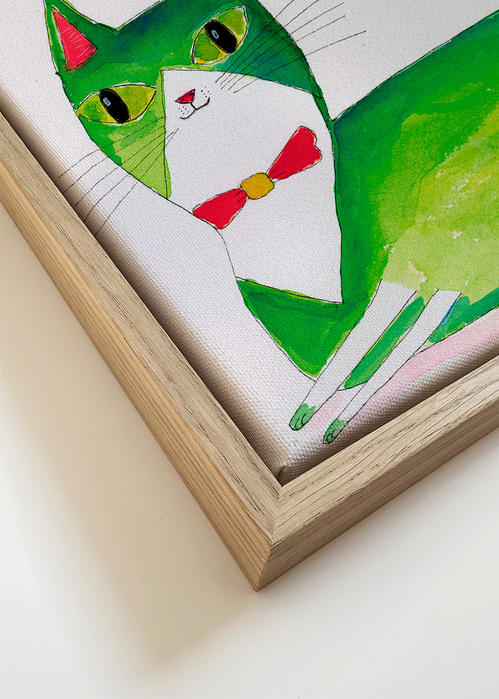 Zielony kot ilustracja leżący