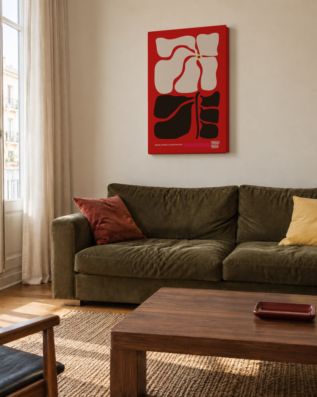 English Gardens Red - Unframed canvas in an interior