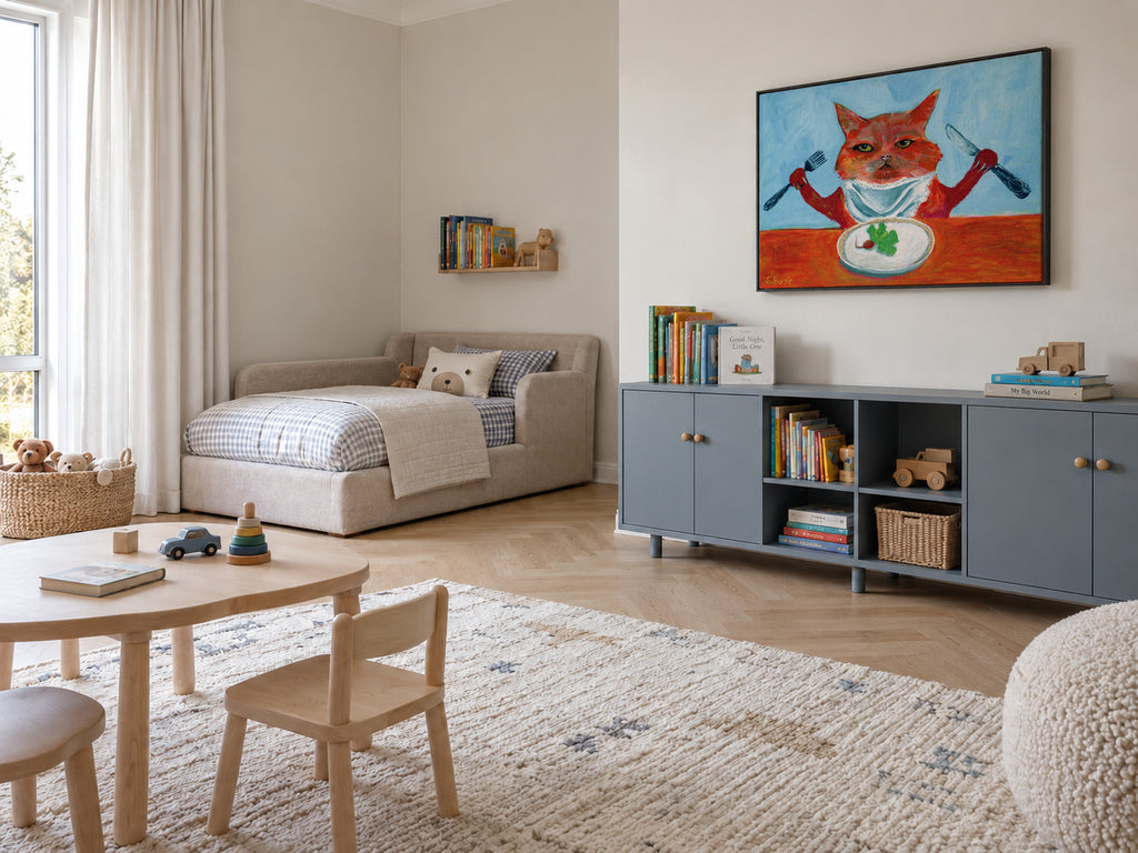 Vegan Cat - Framed canvas in an interior