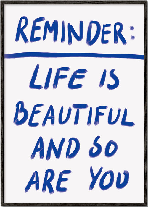 Ilustracja typograficzna „Reminder” w kolorze niebieskim