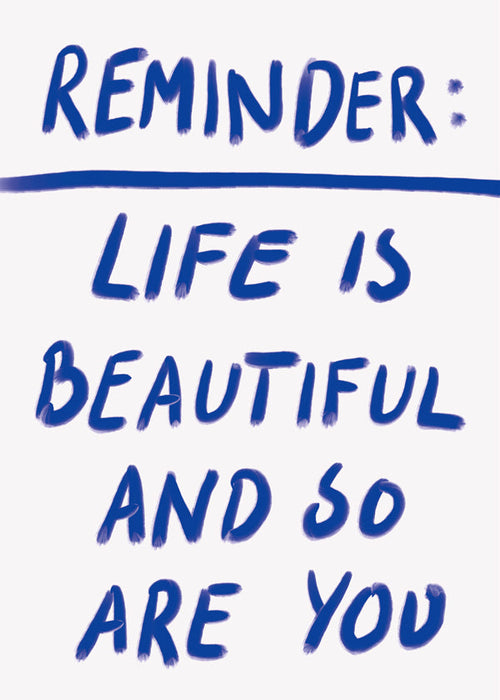 Ilustracja typograficzna „Reminder” w kolorze niebieskim