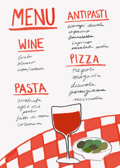Sztuka do kuchni ilustrowane włoskie menu