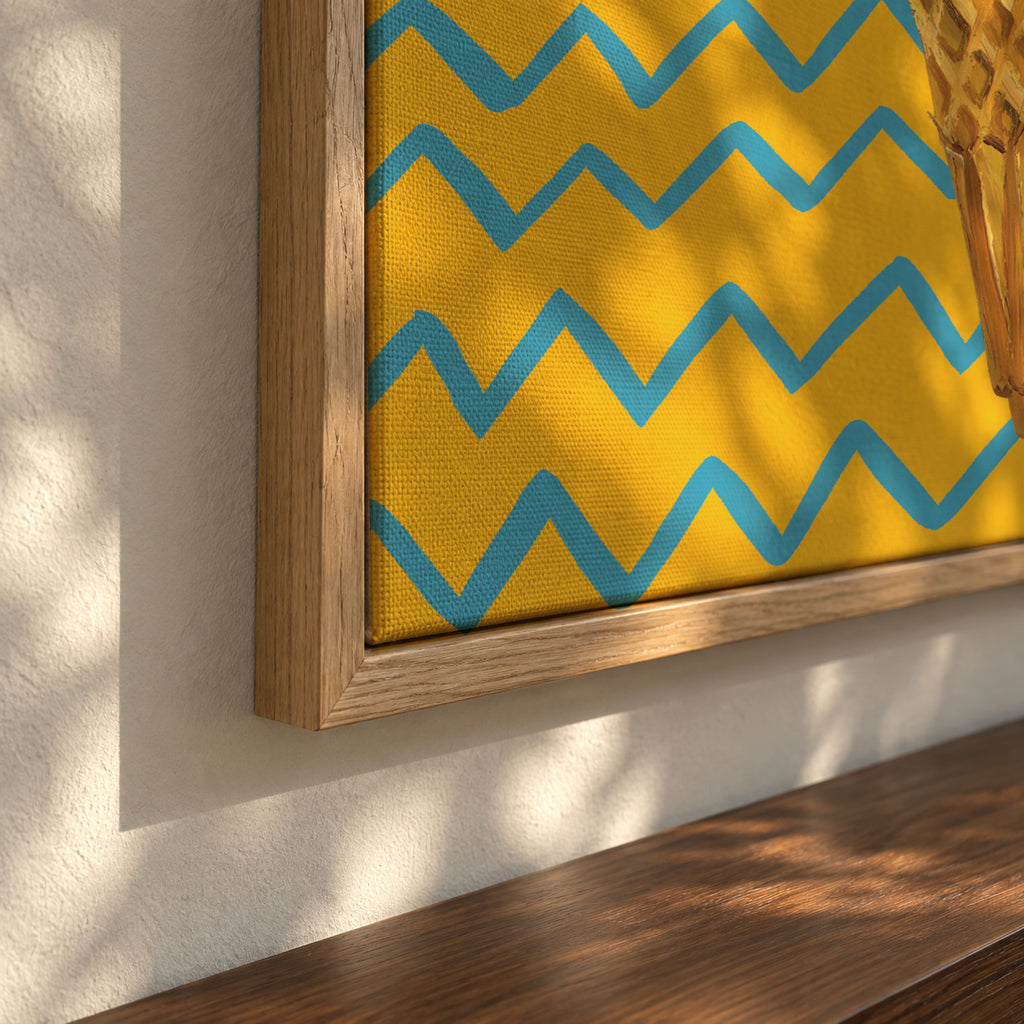 Ice Cream Yellow Zigzag - Framed canvas detail
