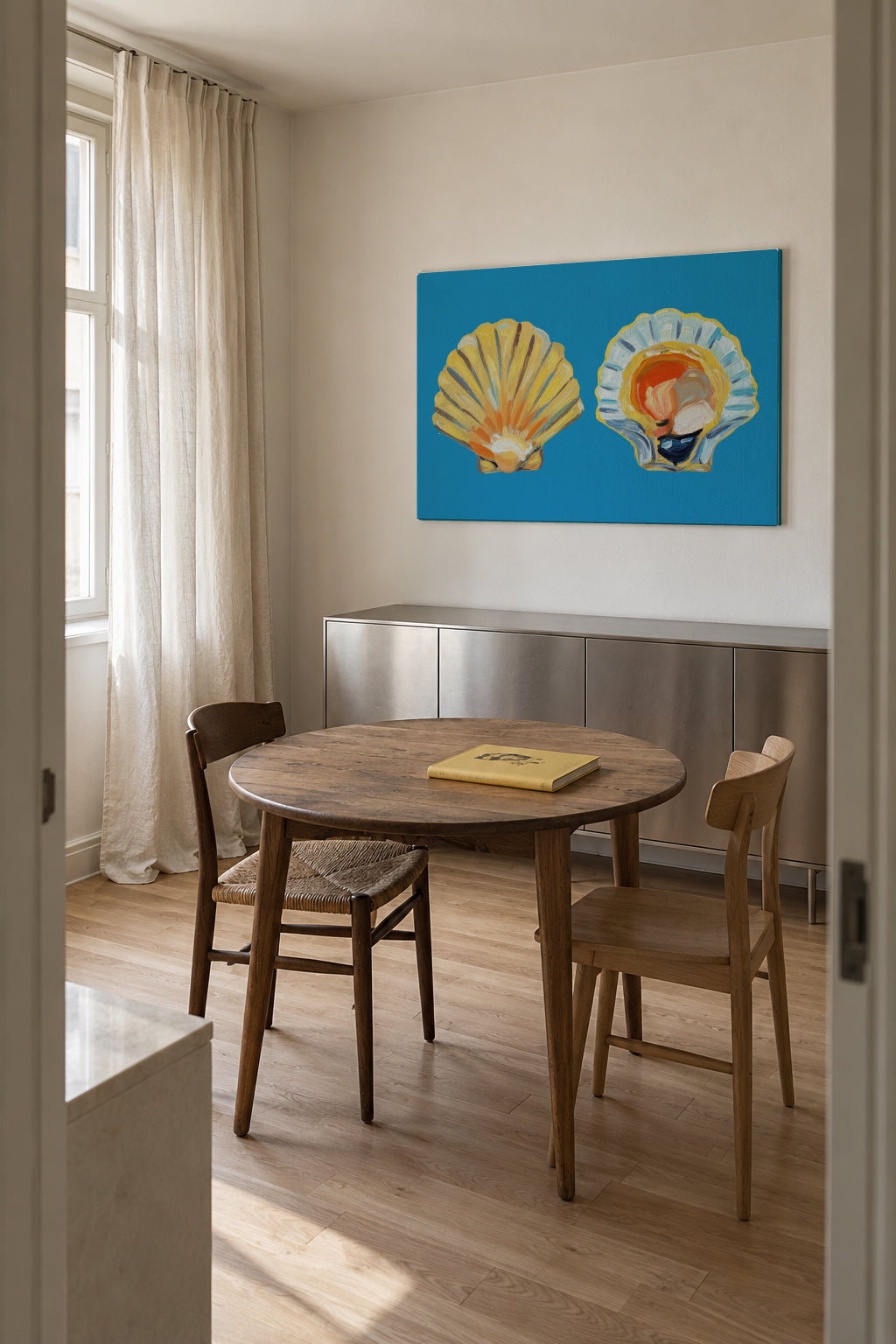 Scallops On Blue - Unframed canvas in an interior