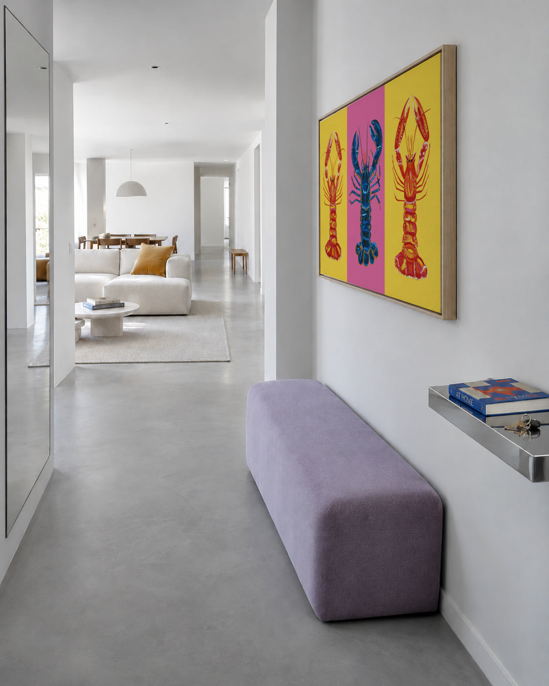 Lobster Langoustines Pop Art 2 - Framed canvas in an interior
