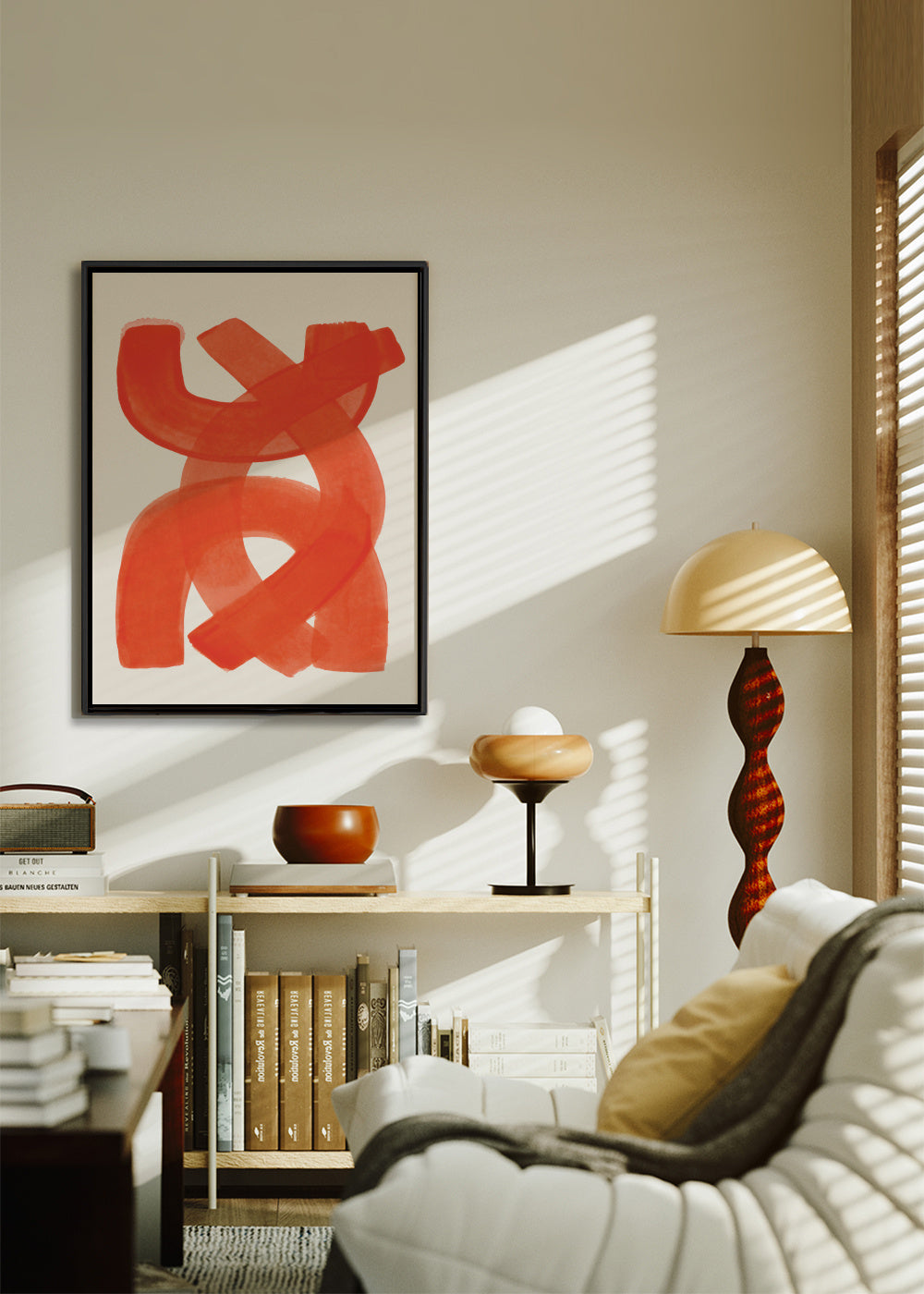 Orange Strokes - Framed canvas in an interior