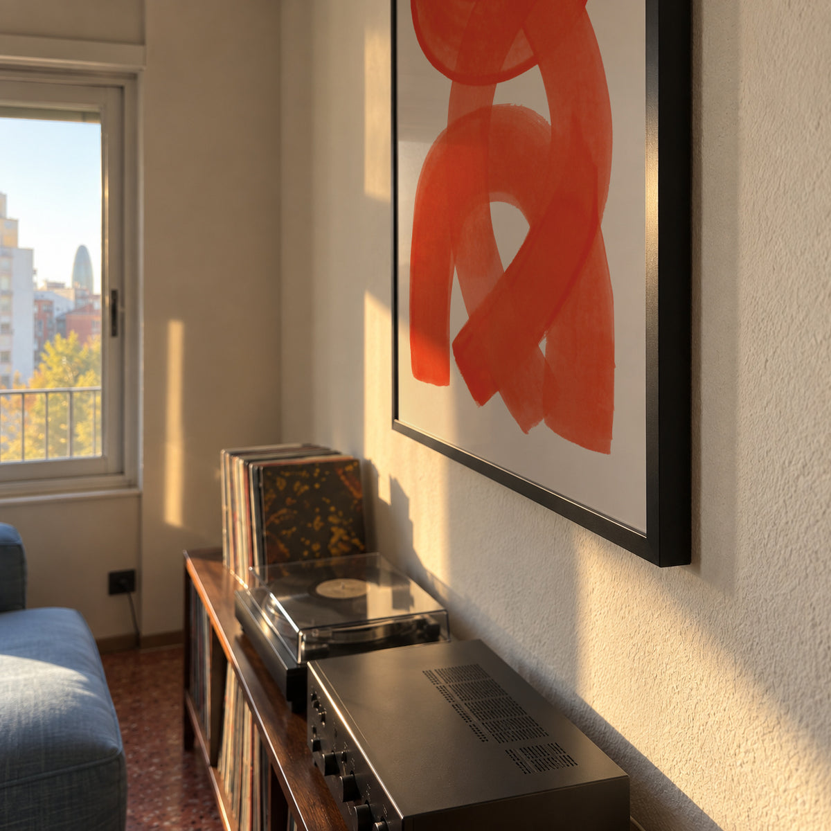 Orange Strokes - Framed poster detail