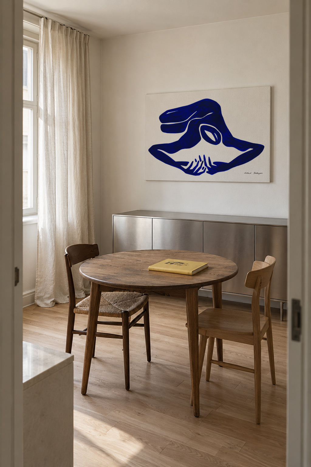 Blue Figure #6 - Unframed canvas in an interior