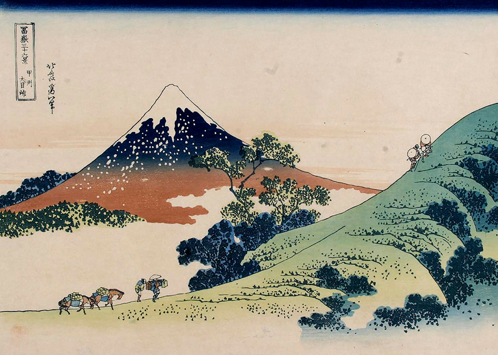 Obraz krajobrazowy Japonia z górą Fuji w stylu ukiyo-e