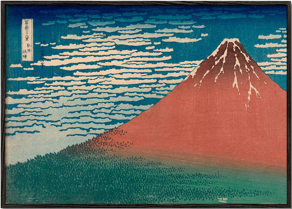 Cuadro de paisaje: Góra Fuji czerwona w japońskiej grafice