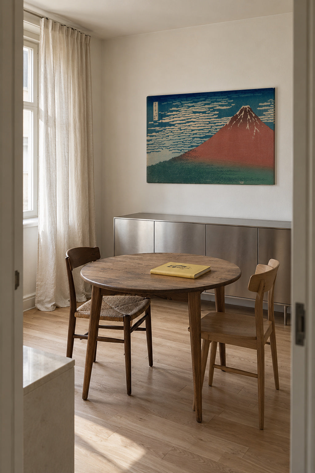 Red Fuji - Katsushika Hokusai - Unframed canvas in an interior
