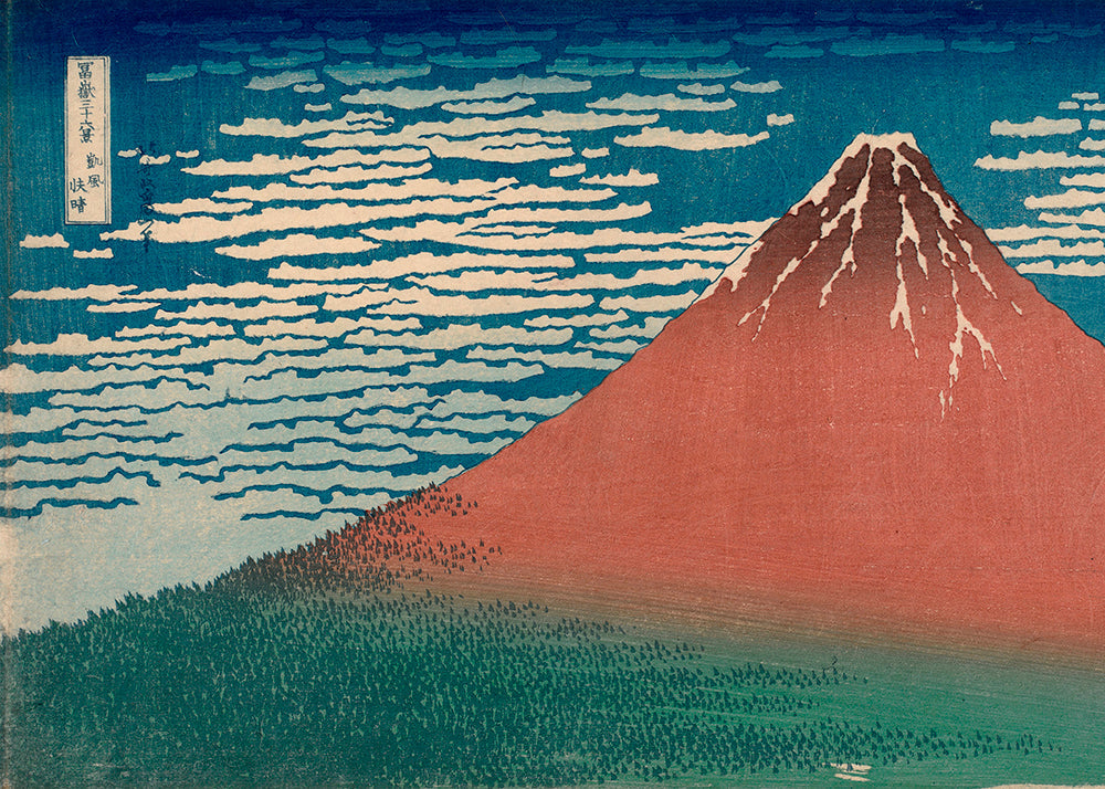 Cuadro de paisaje: Góra Fuji czerwona w japońskiej grafice