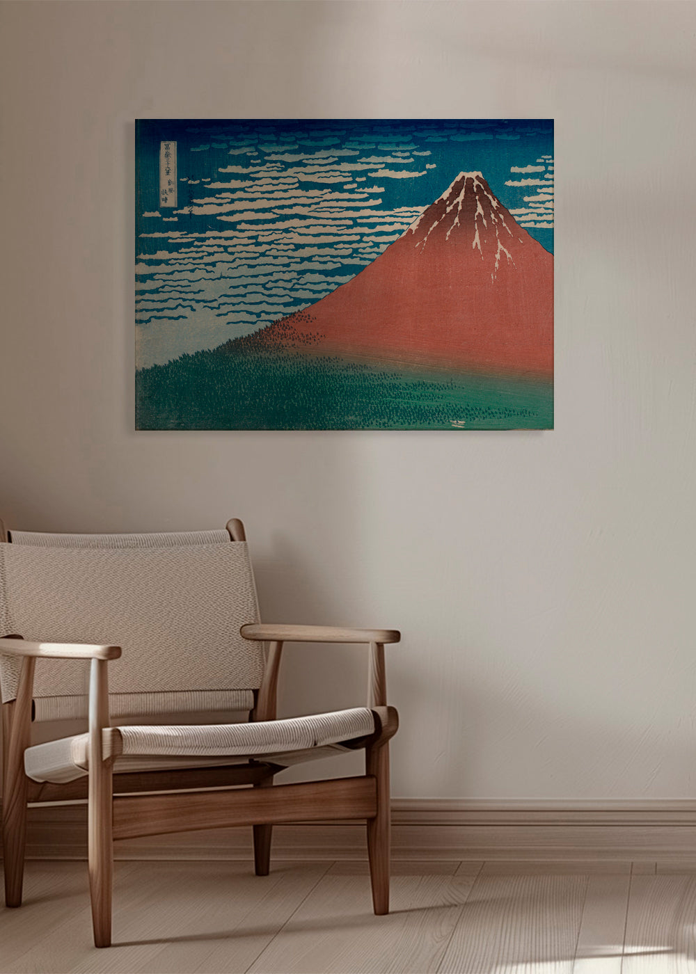 Cuadro de paisaje: Góra Fuji czerwona w japońskiej grafice