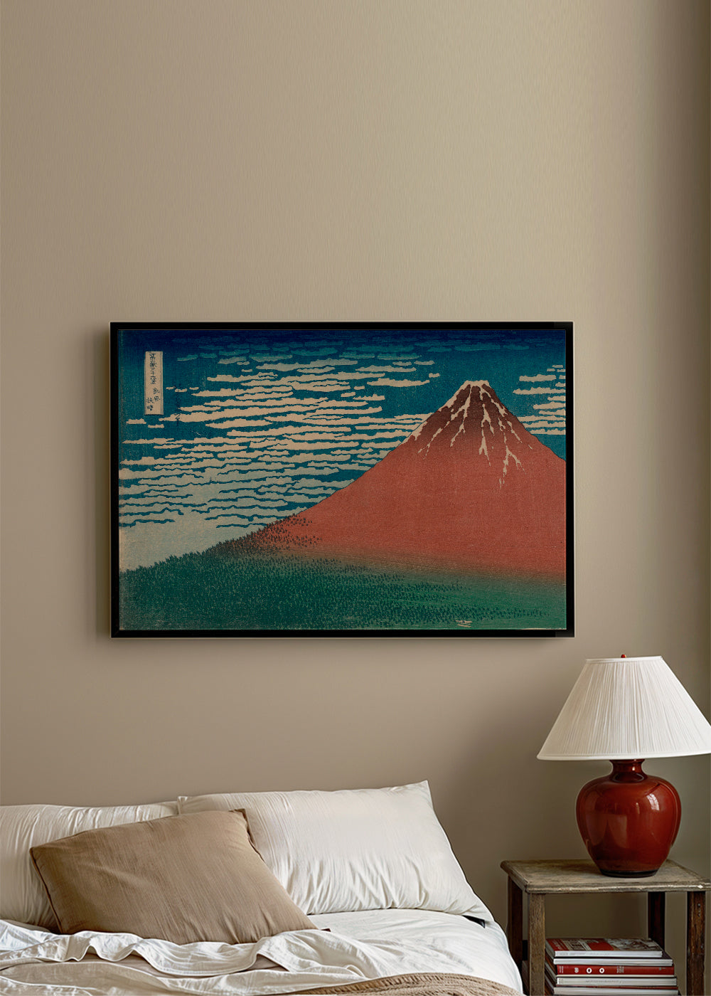 Cuadro de paisaje: Góra Fuji czerwona w japońskiej grafice