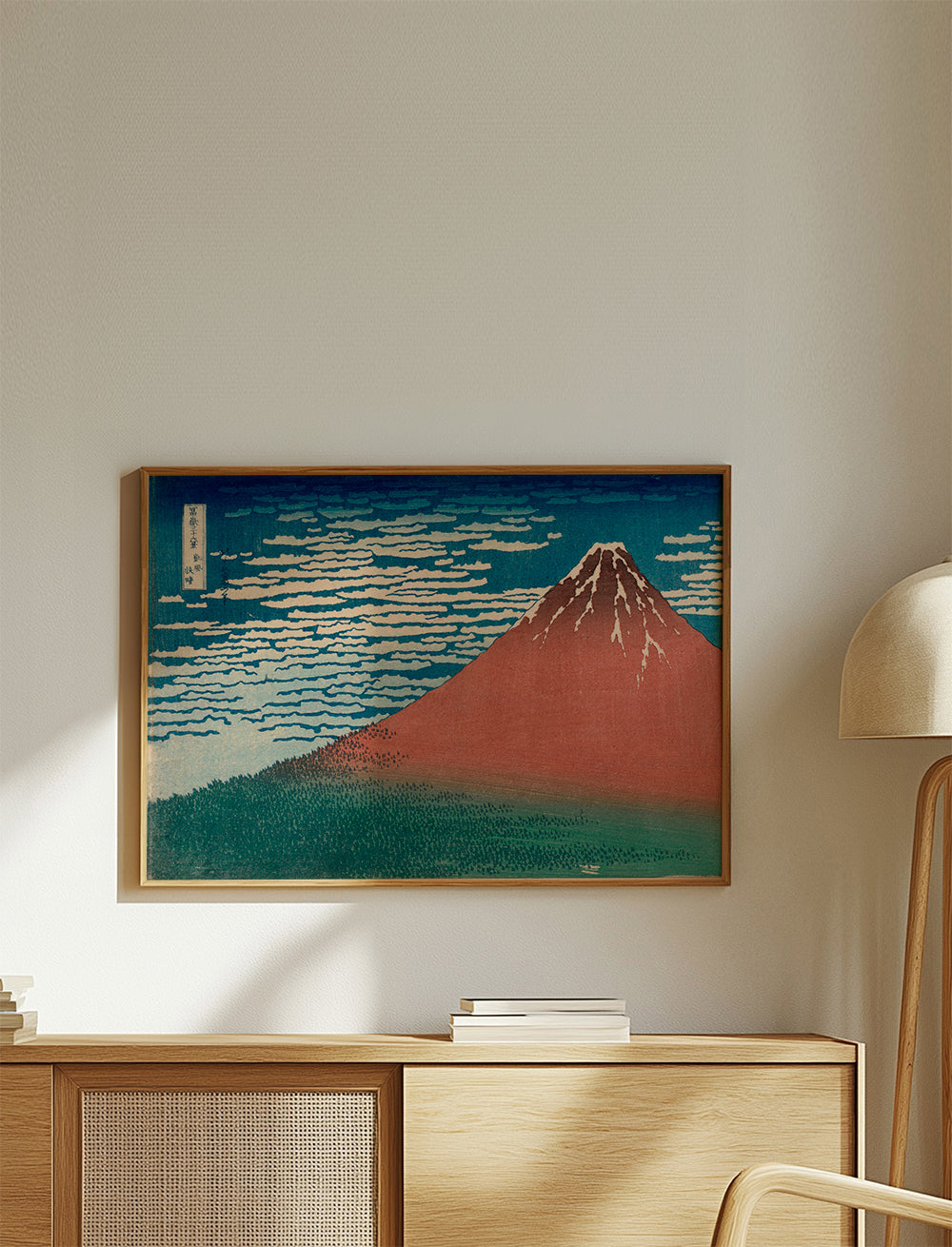 Cuadro de paisaje: Góra Fuji czerwona w japońskiej grafice