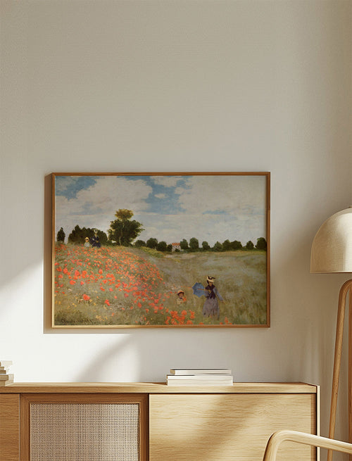 Plakat botaniczny z polem maków