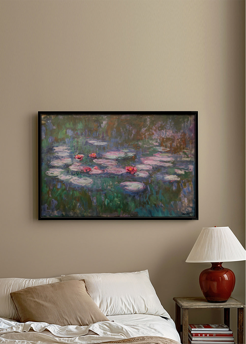 Plakat botaniczny: lilie wodne w oleju impresjonistycznym