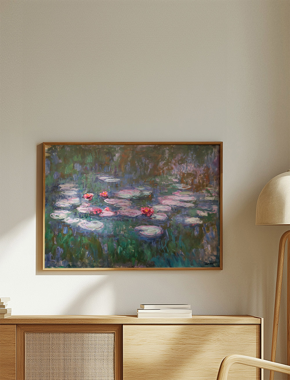 Plakat botaniczny: lilie wodne w oleju impresjonistycznym