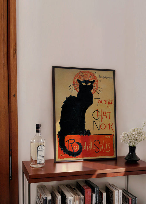 Plakat czarny kot w stylu vintage