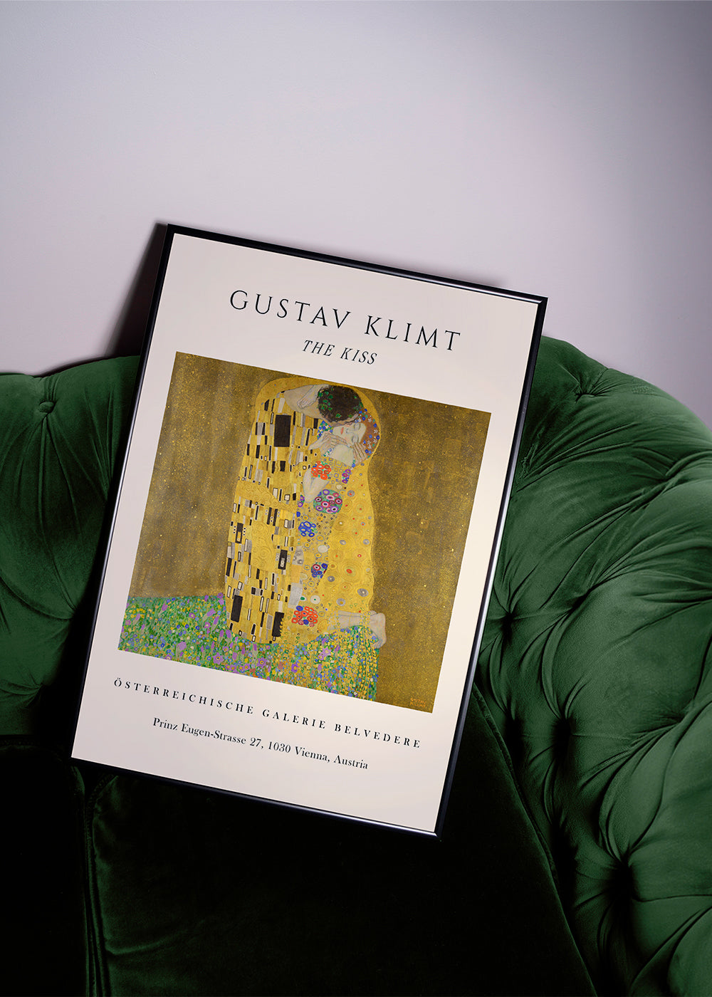 Wydruk vintage 'Pocałunek' Klimta w złocie